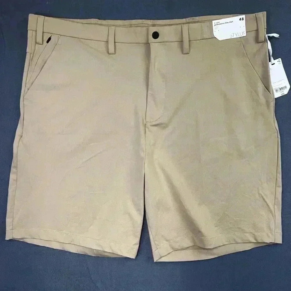Stylus shorts Men’s 48 Performance Chino Quick-dri Stretch tan NWT (0217) - Picture 1 of 8